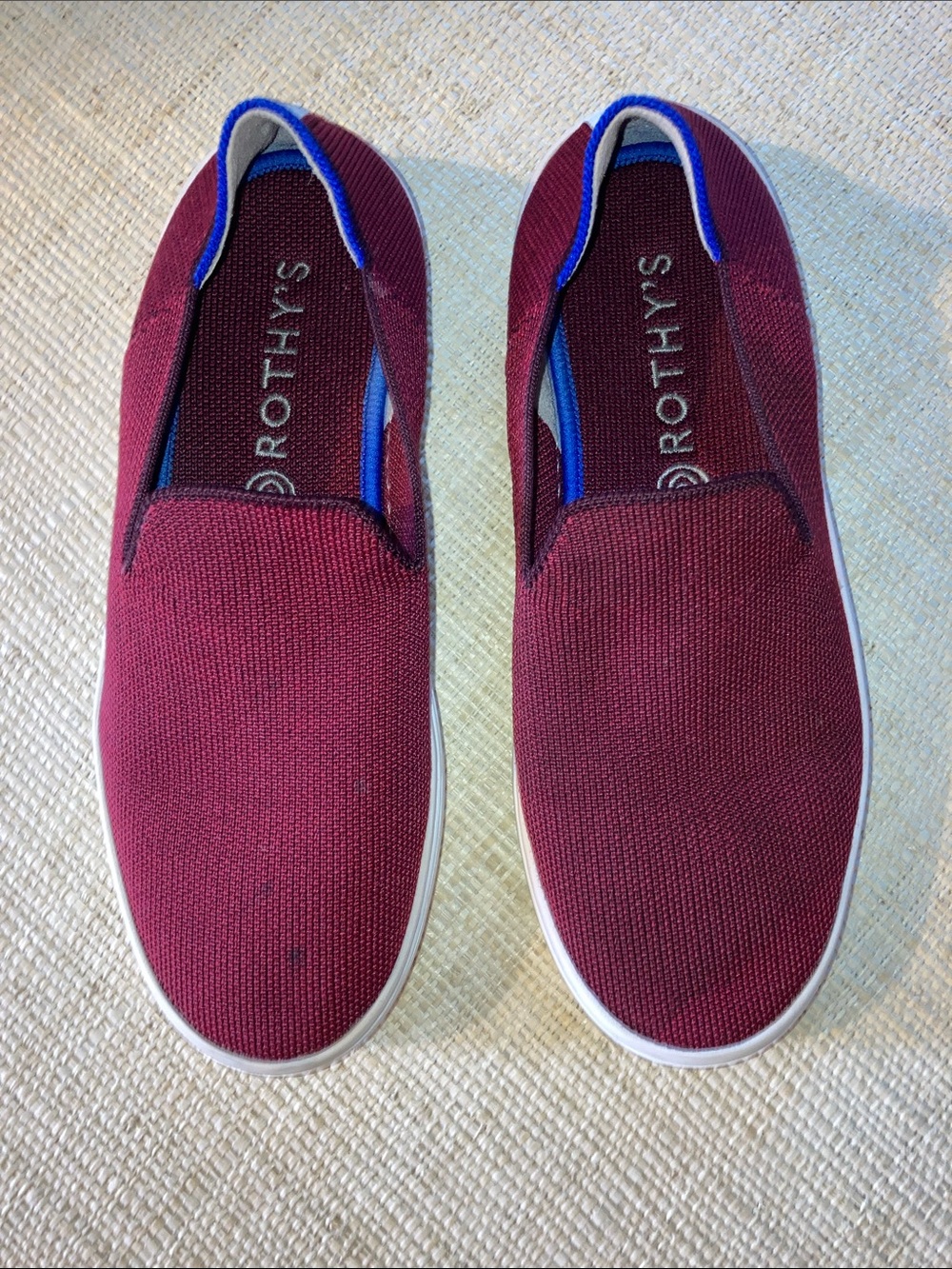 Rothy's Men's Slip-On Loafers in Burgundy with White Sole